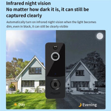 Wireless Video Doorbell 1080P HD Outdoor Monitor Motion Detection Night Vision Waterproof with 2.4GHz WiFi Intercom