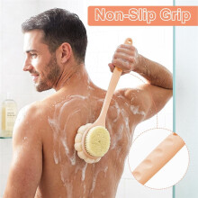 Rugborstel voor Onder de Douche met Lange Steel, Dubbelzijdige Doucheborstel voor Het Lichaam, Loofah Rugborstel en Badborstel met Haren