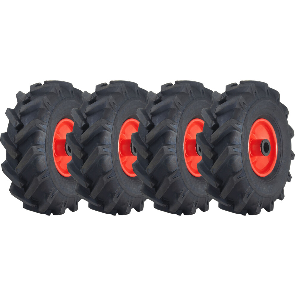 Parnells 3.00X4 Open Centre Cleated Rotovator Lug Tyre 20Mm Roller Bearing Rim (Set Of 4) Red