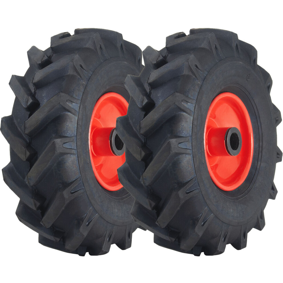 Parnells 3.00X4 Open Centre Cleated Rotovator Lug Tyre 20Mm Roller Bearing Rim (Set Of 2) Red