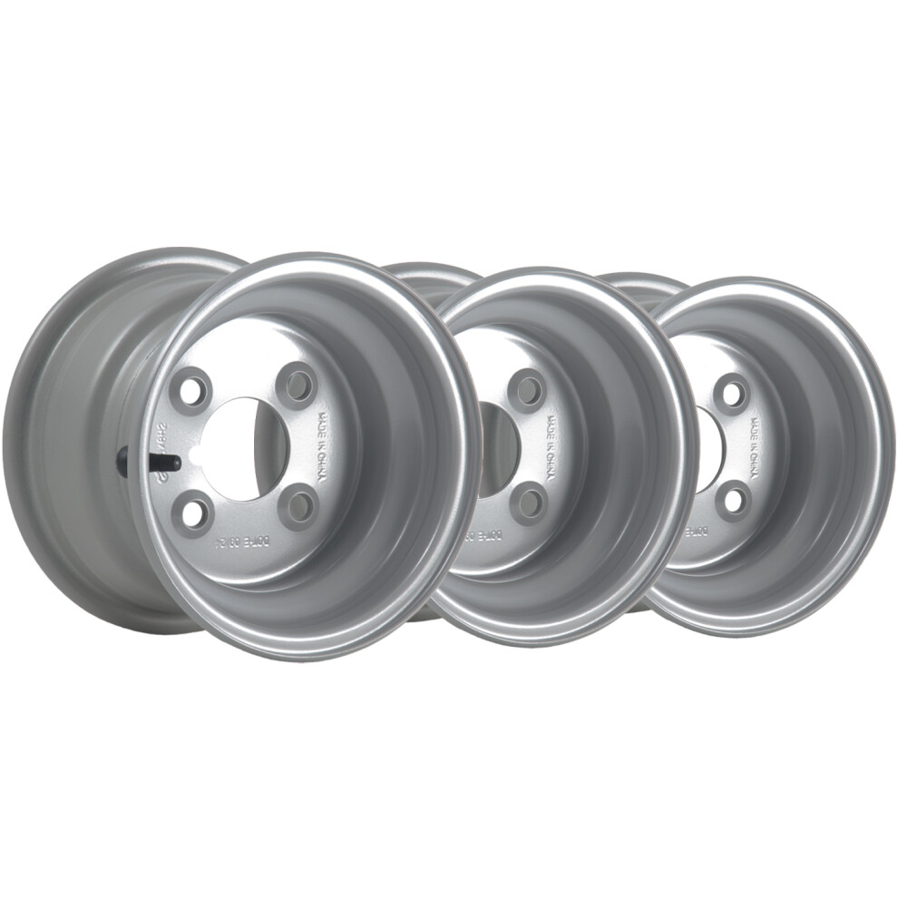 5.50X8 Steel Wheel Rims 4 Stud 4" Pcd 66.7Mm Centre Hole 357Kgs Load (Set Of 3) Silver 5056116809384