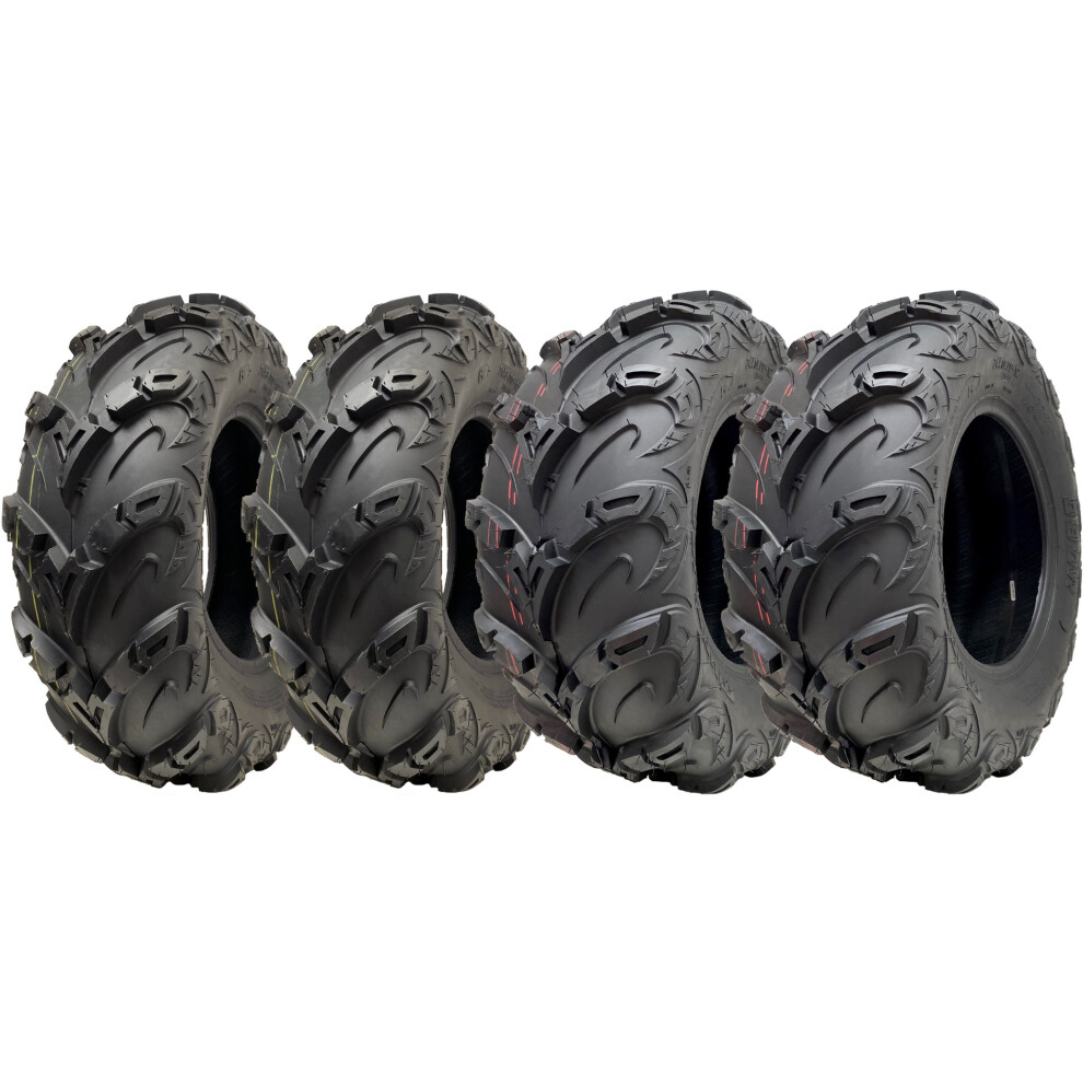 Parnells 24X10.00-12 & 24X8.00-12 Atv Quad Tyres Obor Mudsling Road Legal (Set Of 2 & 2)
