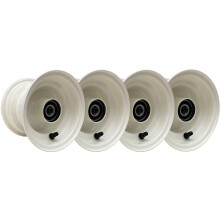 4.50x6 Rim Steel Wheel Welded 20mm Ball Bearing 80mm Hub Length + Cap (Set of 4)
