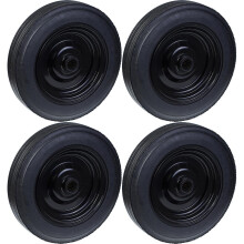 400mm 16" wheel rubber tyre pressed steel centre 31.8mm strong 2000kg, set of 4