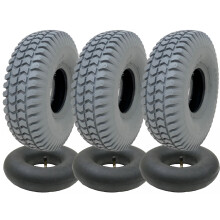 260x85 Grey Mobility Scooter Tyre & Tube Set 3.00x4 Tire P6023 Tread (Set of 3)