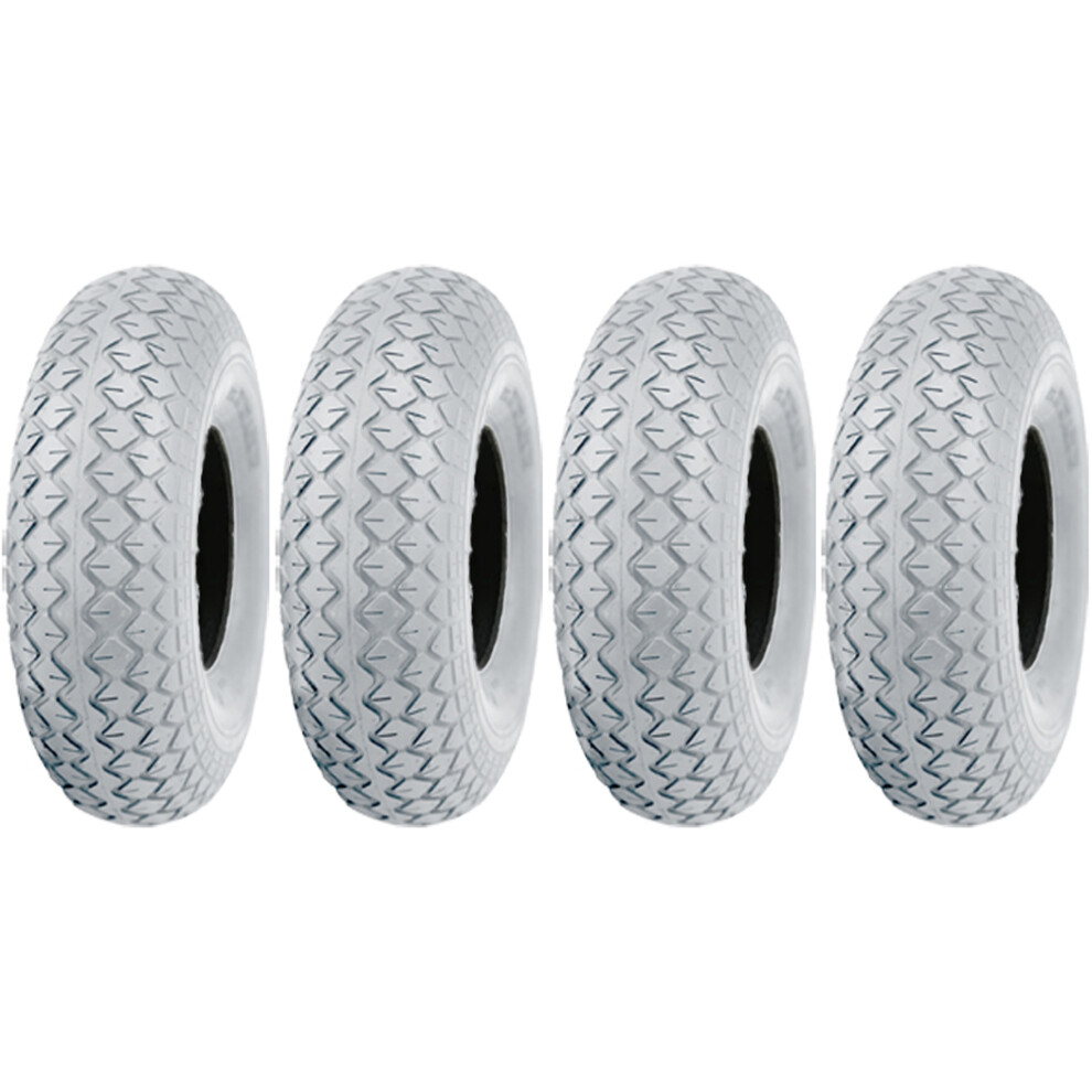 Parnells 2.80/2.50-4 Mobility Scooter Tyres Block Pneumatic Non Marking (Set Of 4) Grey