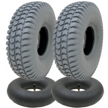 260x85 Grey Mobility Scooter Tyre & Tube Set 3.00x4 Tire P6023 Tread (Set of 2)