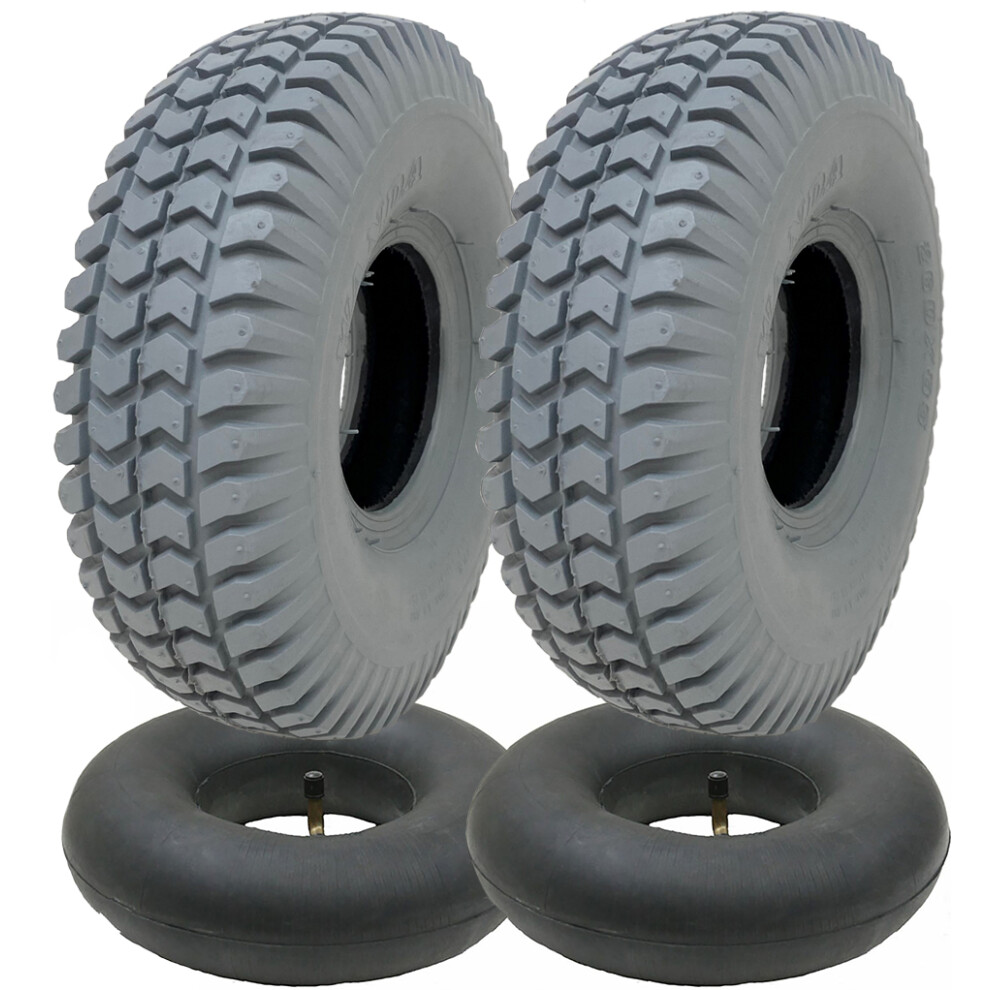 Wanda 260X85 Mobility Scooter Tyre & Tube Set 3.00X4 Tire P6023 Tread (Set Of 2) Grey