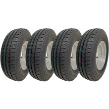 145R10 Trailer Tyres & Wheels 4x100mm PCD 84/82N Load Capacity 500kg (Set of 4)