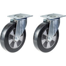 200mm 8" castor black rubber swivel strong 700kg capacity, set of 2