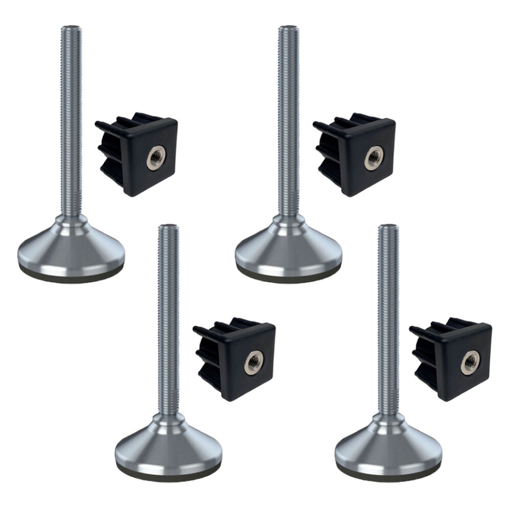 Stainless Foot M16x150 80Mm Base Has Rubber Pad + Insert 40X40x1.5mm - Set Of 4 5056116816931