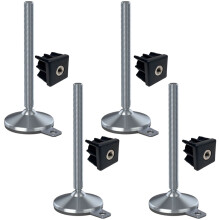 Stainless foot M20x230 105mm base, pad & fixing hole+insert 40x40x2mm-Set of 4
