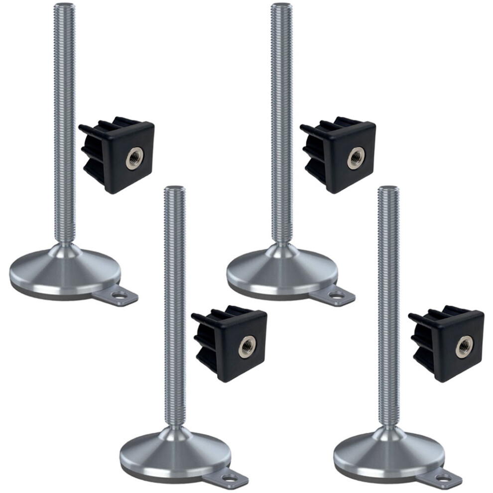 Stainless Foot M20x230 105Mm Base, Pad & Fixing Hole+Insert 40X40x2mm-Set Of 4 5060462568536
