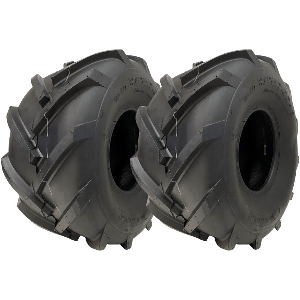 Parnells 20X10.00-8 Open Centre Tyres Cleated Rotovator Lug Plant Wanda P328 (Set Of 2)