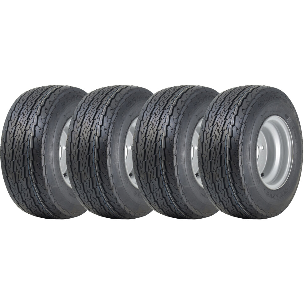 Parnells 16.5X6.50-8 Trailer Tyres Wheel Assembly 4 Inch Pcd Road Legal 355Kgs (Set Of 4)