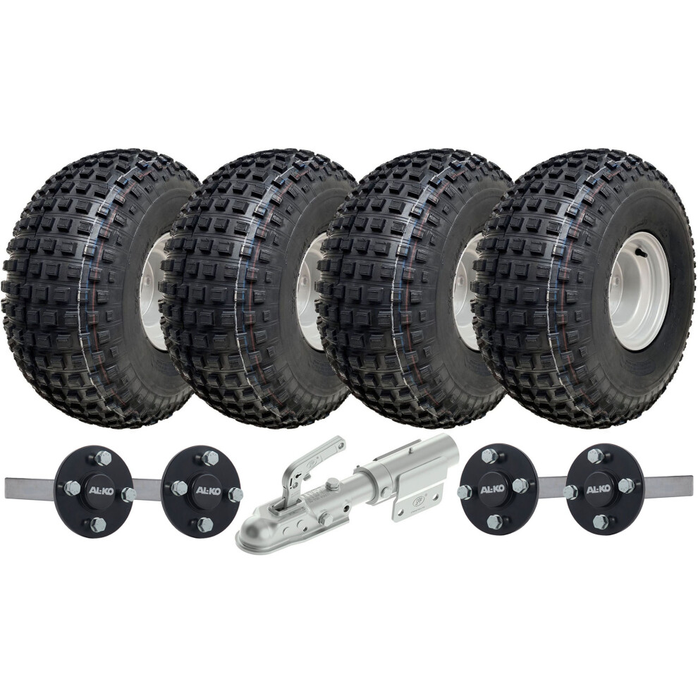 22X11.00-8 Knobby Atv Quad Trailer Kit Wheels Alko Axles Swivel Hitch Load 620Kg 5056116808660