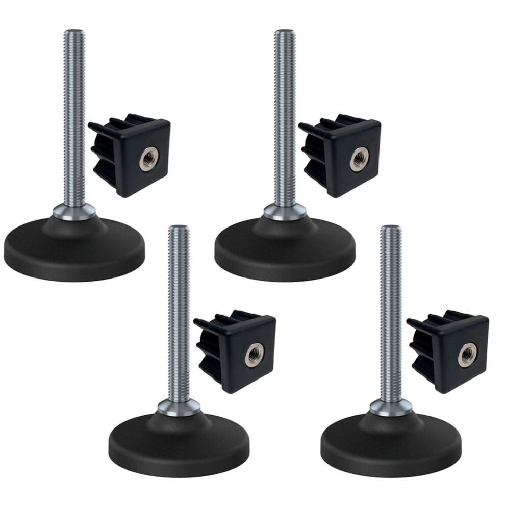 Stainless Levelling Foot M12x100 80Mm Plastic Base + Insert 30X30x1.5mm-Set Of 4 5056116801548