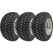 16x7.50-8 Grass Lawnmower Wheel 4ply P332 Tyre Steel Rim 25mm Bearing (Set of 3)