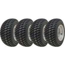 16x7.50-8 Grass Lawnmower Wheel 4ply P332 Tyre Steel Rim 25mm Bearing (Set of 4)