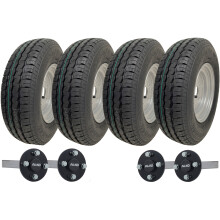 145R10 Twin Axle Trailer Kit High Speed Road Legal Wheels ALKO Hub & Stub Axles