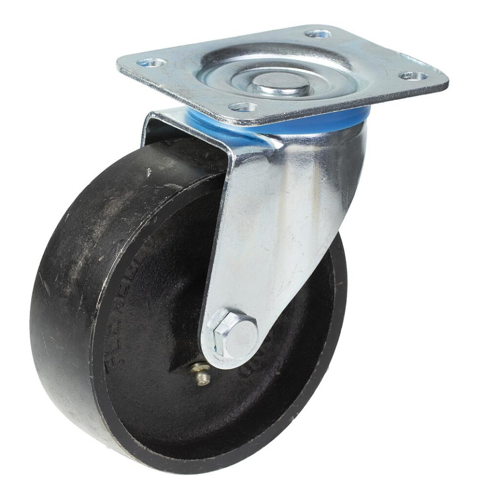 200Mm Swivel Castor With Grey Cast Iron Wheel 5056116805195