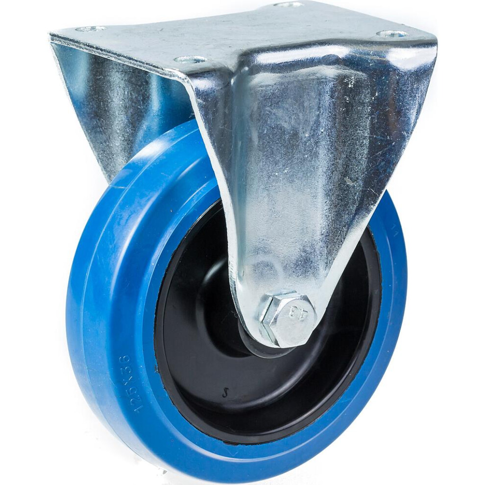 Parnells 100Mm Fixed Castor With Elastic Rubber On Nylon Centre Wheel Blue