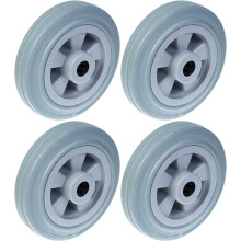 160mm 6" wheel grey rubber tyre with plastic centre 540kg capacity, set of 4