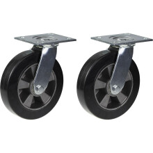 200mm 8" castor black rubber swivel strong 900kg capacity, set of 2