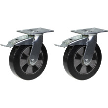200mm 8" castor black rubber swivel with brake strong 900kg capacity, set of 2