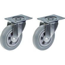 160mm 6" castor grey rubber tyre swivel strong 270kg capacity, set of 2