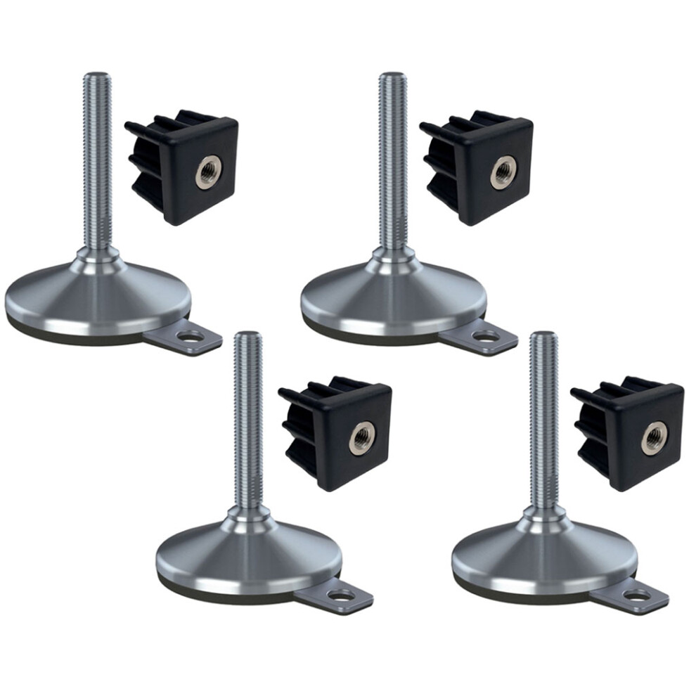 Stainless Foot M16x100 105Mm Base, Pad & Fixing Hole+Insert 40X40x2mm-Set Of 4 5056116817129
