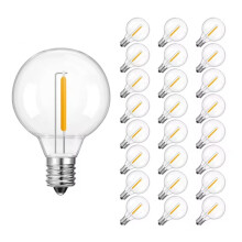 25PCS Low Voltage G40 DC12V Led Light Bulbs 1W E12 Plastic Replace Bulb for Off-Grid Solar String Light Camping RV