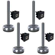 Stainless foot M12x100 50mm base has rubber pad + insert 30x30x1.5mm - Set of 4