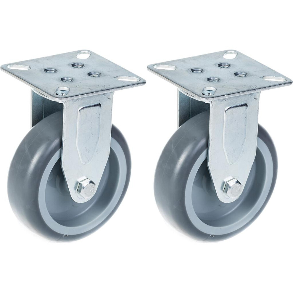 75Mm 3" Castor Grey Rubber Tyre, Fixed, 120Kg Capacity, Set Of 2 5056116820242
