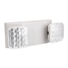 Commercial Emergency Light, White Emergency Light Fixture with 2 LED Square Heads Adjustable Exit Lighting