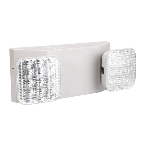 Commercial Emergency Light, White Emergency Light Fixture with 2 LED Square Heads Adjustable Exit Lighting