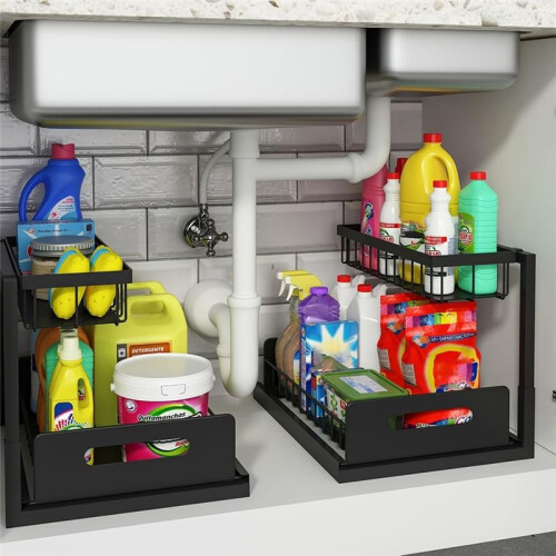 UnderSink Organizer,Pull Out Cabinet Organizer, UnderSink Storage, Cabinet Storage Shelve for Kitchen Bathroom Cabinet