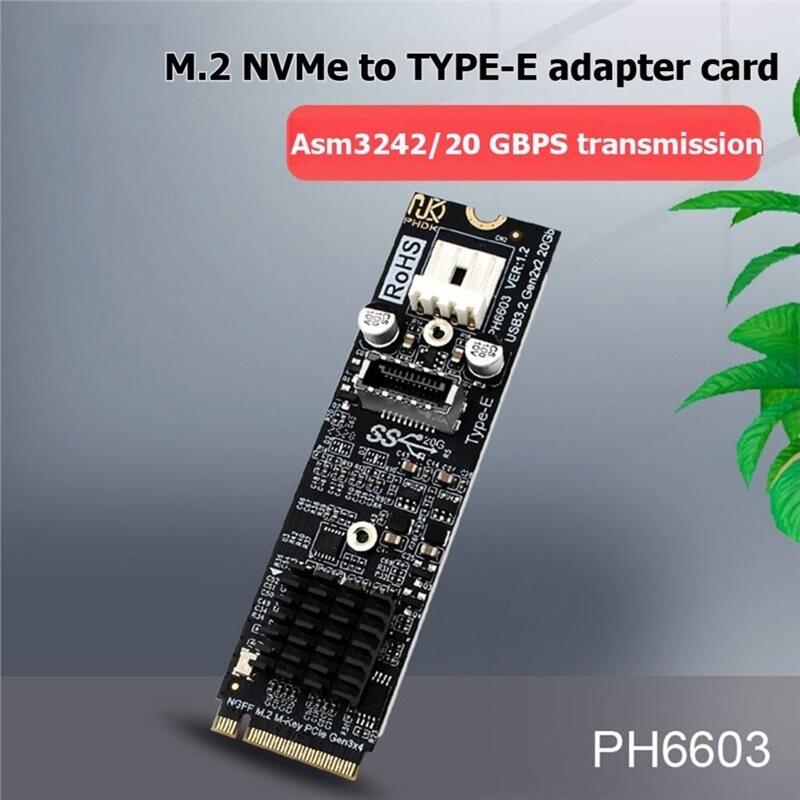 Usb Adapter For Desktop Computer 20Gbps M.2 to TYPE-E Adapter High Speed M Key NVMe PCIe to USB 3.2 ...