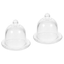 2Pièces Plateau Dessert En Verre Transparent Dôme Pour Mariage