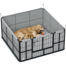 Hunde-Wurfbox, Hunde-Wurfbox mit Tür, waschbare Trainingsmatte, 122 x 122 x 60 cm, schwarz