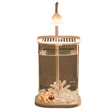Desktop Glass Aquarium Fish Tank with LED Light Desktop Ornaments High-End Ornamental Lamp for Fish Culture B