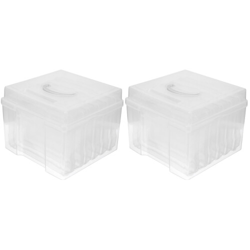 2Pcs Transparent Plastic Photo Organizer Box Card Storage Case 1