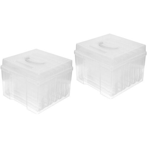 2Pcs Transparent Plastic Photo Organizer Box Card Storage Case 2