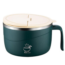 Stainless Steel Insulated Ramen Bowl with Lid, 1200ml Capacity, Leakproof, Double Wall Insulation, for Ramen Lovers