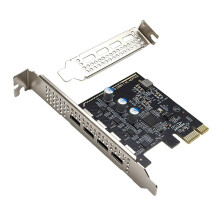 Adapter HUB Karty Rozszerzeń PCIE USB Typu C 4Port USB-C USB3.2 GEN1 5Gbps z Niskoprofilowym Uchwytem do Komputera Stacjonarnego