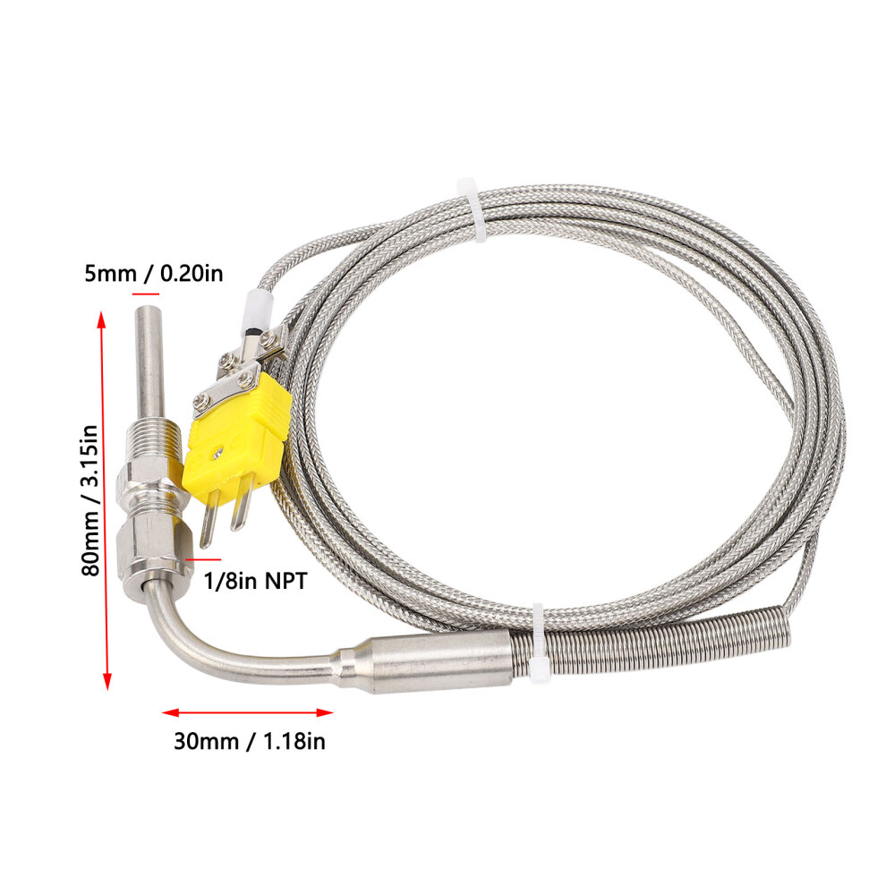 K Type EGT Thermocouple 1/8in NPT SS Cable 118in