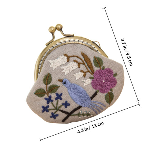 1Set Embroidered Coin Wallet DIY Kit Durable Fabric Pouch Assorted 1