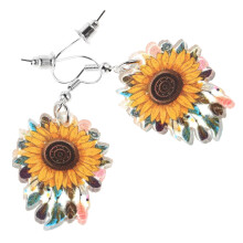 1Paire Boucles D'oreilles Orange Tournesol Élégantes