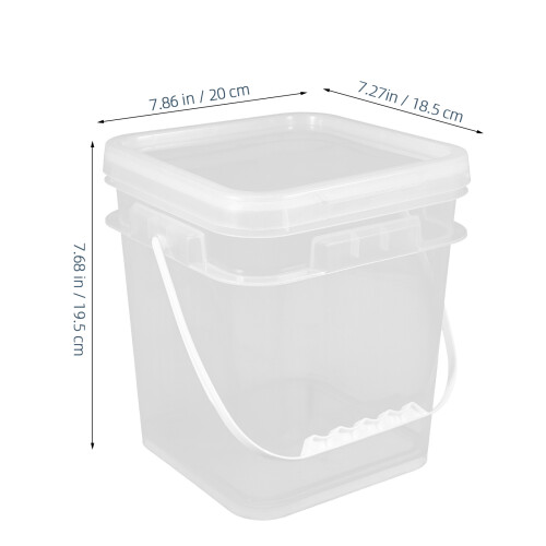 2Pcs Transparent Plastic Square Paint Storage Buckets with Tight Seal 1
