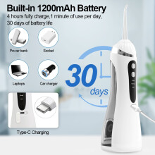 (white) Oral Irrigator Dental Water Flosser for Teeth Portable Dental Water Irrigator Rechargeable Dental Water Jet for Teeth Cleaning